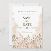 Elegante Einfache Wildblume Hochzeit Save The Date (Vorderseite)