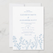 Elegante einfache Wildblume Periwinkle Wedding Einladung (Vorderseite)