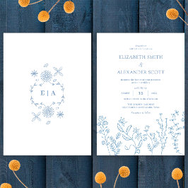 Elegante einfache Wildblume Periwinkle Wedding Einladung