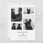 Elegante Einfachheit Foto Collage Hochzeit Einladung (Rückseite)