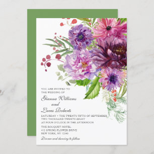 Elegante einfarbige Hochzeit der Wasserfarben Einladung