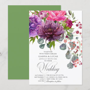 Elegante einfarbige Hochzeit der Wasserfarben Einladung
