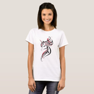 Elegante Einhorn-Linienkunst T-Shirt