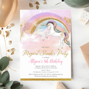 Elegante Einhorn-Pyjama-Party Geburtstag Rosa Gold Einladung