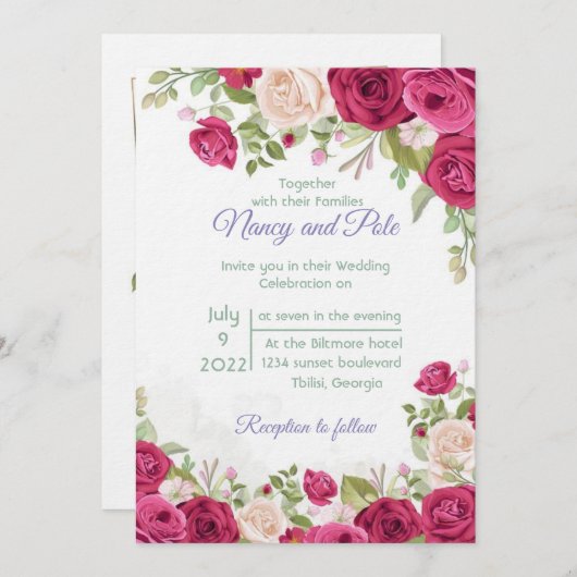 Elegante Einladung (Vorne/Hinten)