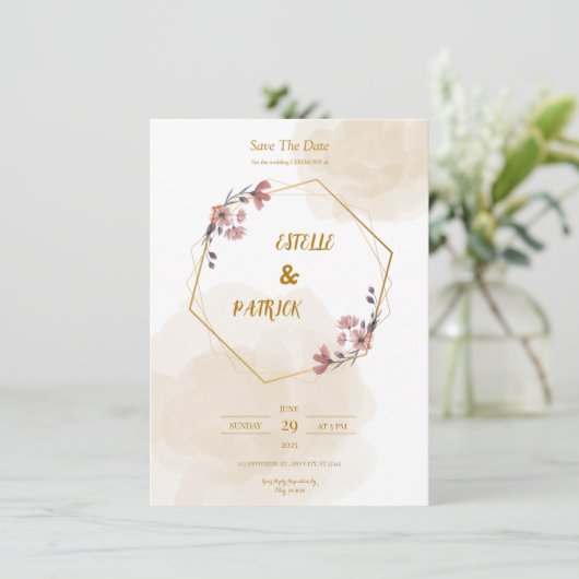 Elegante Einladung (Stehend Vorderseite)