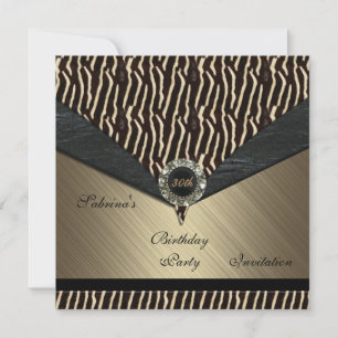 Elegante Einladung 30. Metal Schwarz Juwel Tier 2