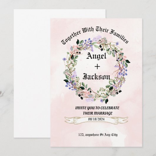 Elegante Einladung | Anpassbare Hochzeit I (Vorne/Hinten)