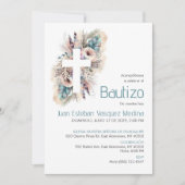 Elegante Einladung Bautizo Weiße Blume Taufe (Vorderseite)