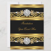 Elegante Einladung Black Lace Gold Jewel (Vorderseite)