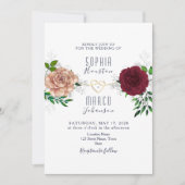 Elegante Einladung der Marine Burgund (Vorderseite)