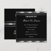 Elegante Einladung Fundraiser Formal Silver Black  (Vorne/Hinten)