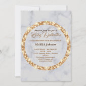 elegante Einladung für goldenes Baby (Vorderseite)