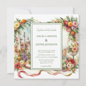 Elegante Einladung Hochzeitsessen Florenz Italien (Rückseite)