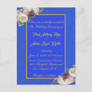 Elegante Einladung in Blau und Gold