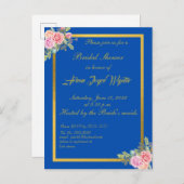 Elegante Einladung in Blau und Gold (Vorne/Hinten)