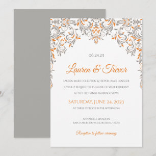 Elegante Einladung Kate (Orange & Grau)