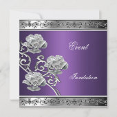 Elegante Einladung Lila Silberblumen-Jewel (Vorderseite)