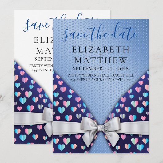 Elegante Einladung mit Bow- und Herzfunkeln (Vorne/Hinten)