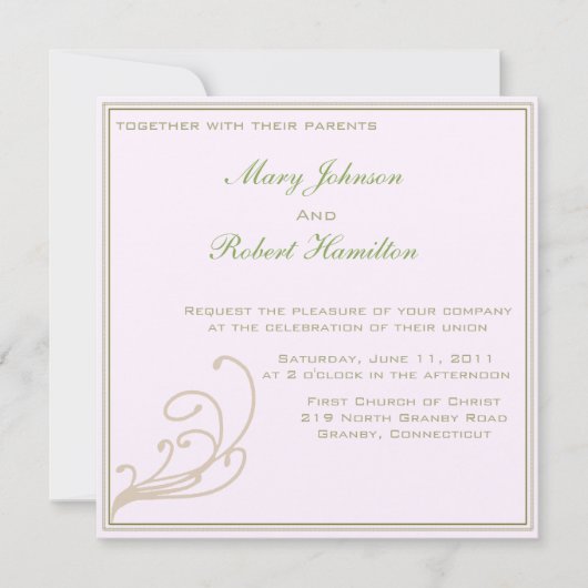 Elegante Einladung mit Scroll Detail (Vorderseite)