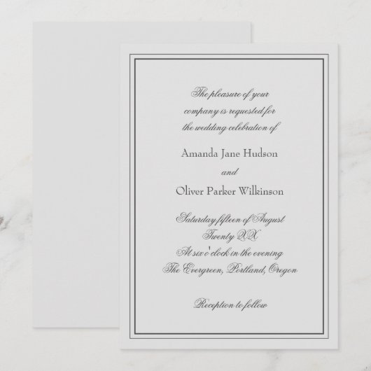 Elegante Einladung mit zwei Grenzen und Skripttext (Vorne/Hinten)