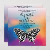 Elegante Einladung Postkarten Butterfly und Colorf (Vorne/Hinten)