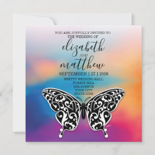 Elegante Einladung Postkarten Butterfly und Colorf