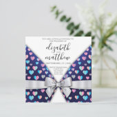 Elegante Einladung Postkartenbug und Herzklänge (Stehend Vorderseite)