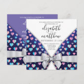 Elegante Einladung Postkartenbug und Herzklänge (Vorne/Hinten)