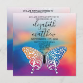 Elegante Einladung Postkartenbug und Herzklänge (Vorne/Hinten)