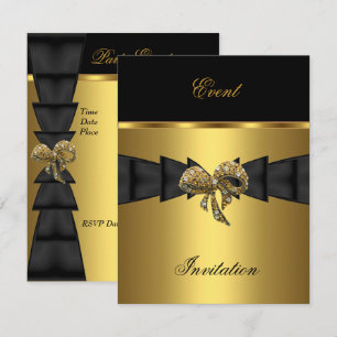Elegante Einladung schwarzer goldener Bogen Schmuc