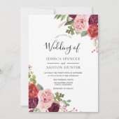 Elegante Einladung von Burgundy Blush Mint Wedding (Vorderseite)