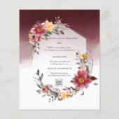 Elegante Einladung von Burgundy Fall Floral Weddin (Rückseite)