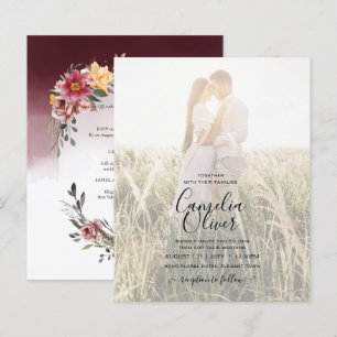 Elegante Einladung von Burgundy Fall Floral Weddin