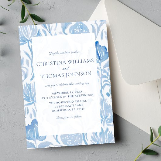 Elegante Einladung von French Toile Blue Wedding
