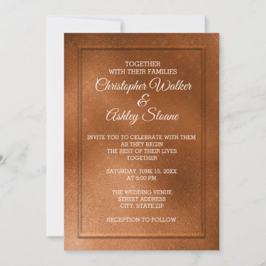 Elegante Einladung von Kupfer und Creme (Vorderseite)