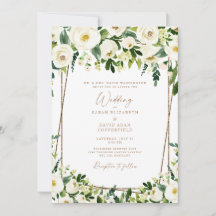 Elegante Einladung von White Floral & Gold Hochzei