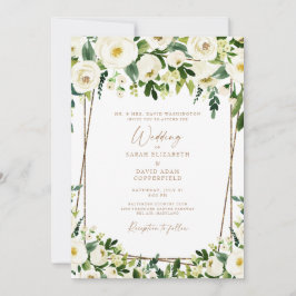 Elegante Einladung von White Floral & Gold Hochzei