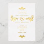 Elegante Einladung zu einer Hochzeit in Weiß und G (Vorderseite)