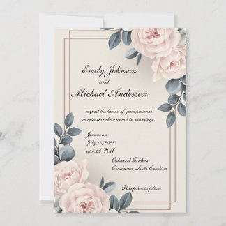 Elegante Einladung zu Hochzeiten mit Blume