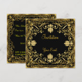 Elegante Einladung zu Schwarz und Gold (Vorne/Hinten)