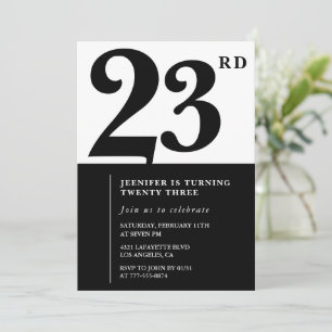 Elegante Einladung zum 23. Geburtstag Mädchen Schw