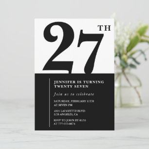 Elegante Einladung zum 27. Geburtstag Mädchen Schw