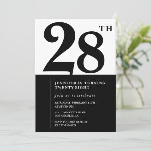 Elegante Einladung zum 28. Geburtstag Mädchen Schw