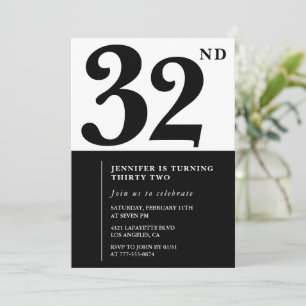 Elegante Einladung zum 32. Geburtstag Mädchen Schw