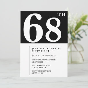 Elegante Einladung zum 68. Geburtstag Chic Einfach