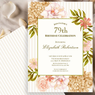 Elegante Einladung zum 79. Geburtstag mit Herbstbl