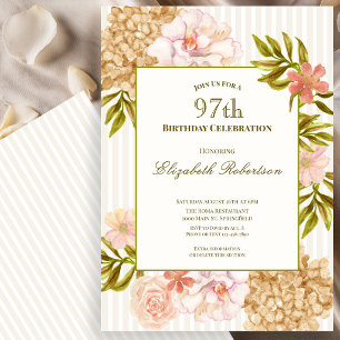 Elegante Einladung zum 97. Geburtstag mit Herbstbl