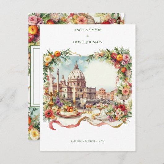 Elegante Einladung zum Abendessen in Florenz Itali Postkarte (Vorne/Hinten)