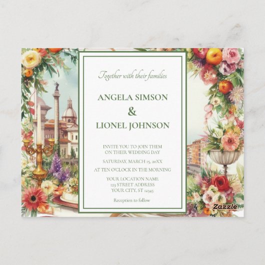 Elegante Einladung zum Abendessen in Florenz Itali Postkarte (Rückseite)